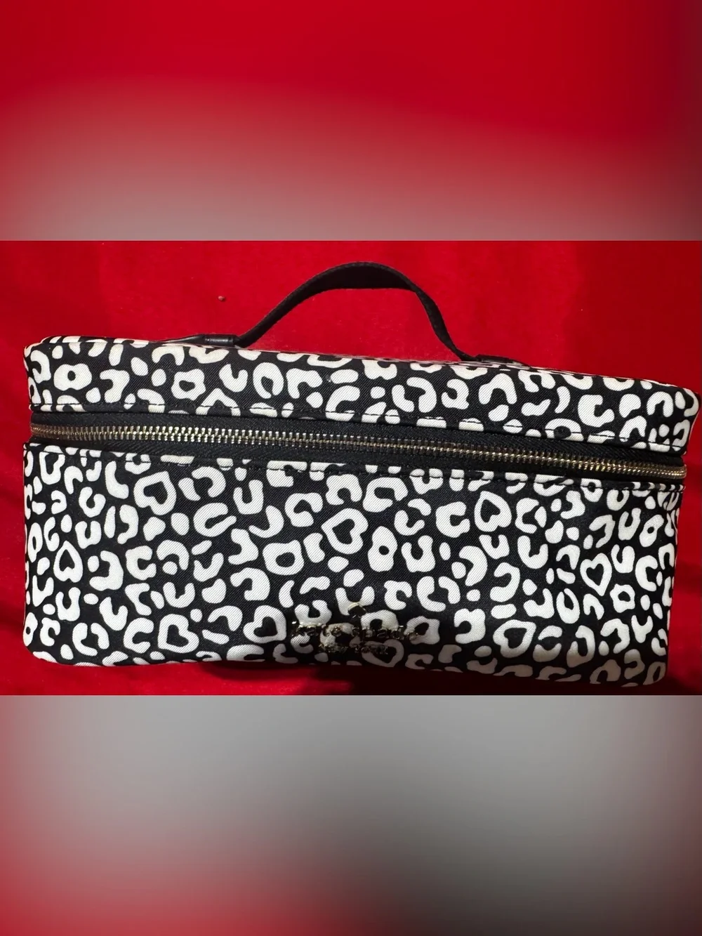 kate spade Black and White Leopard Print Cosmetic Pouch